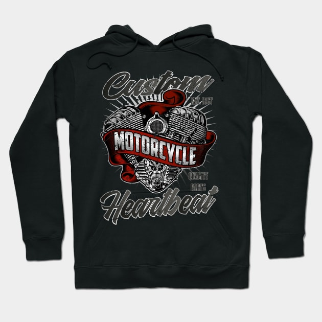 Custom Motorcycle Heartbeat Hoodie by RockabillyM